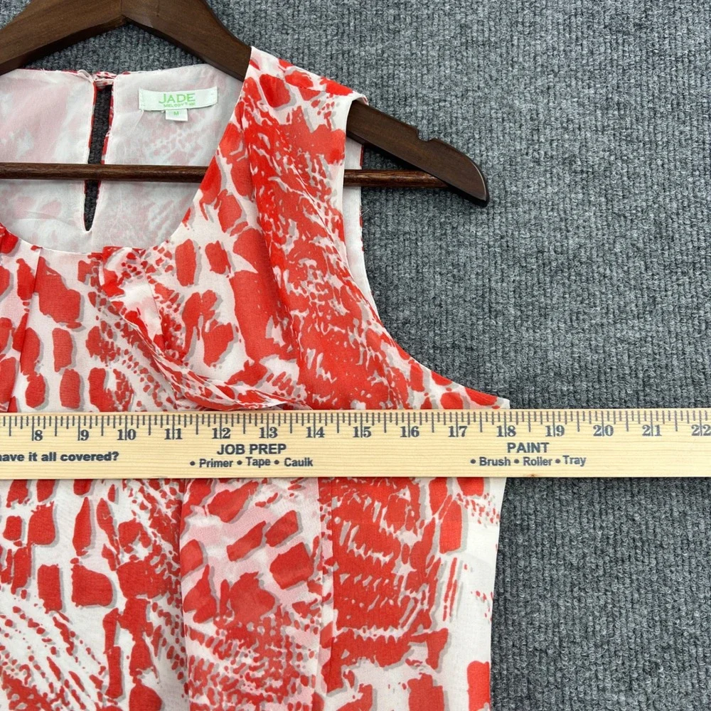 Jade Melody Tam Ruffle Shift Dress Womens M Coral White Boho Vacation Tropical